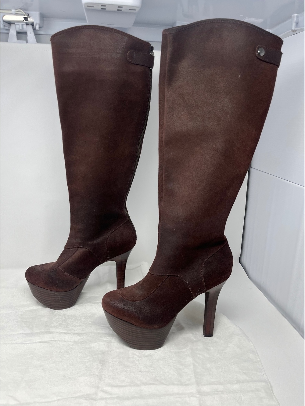Jessica Simpson Tessie Brown Leather Platform Tall Boots W9